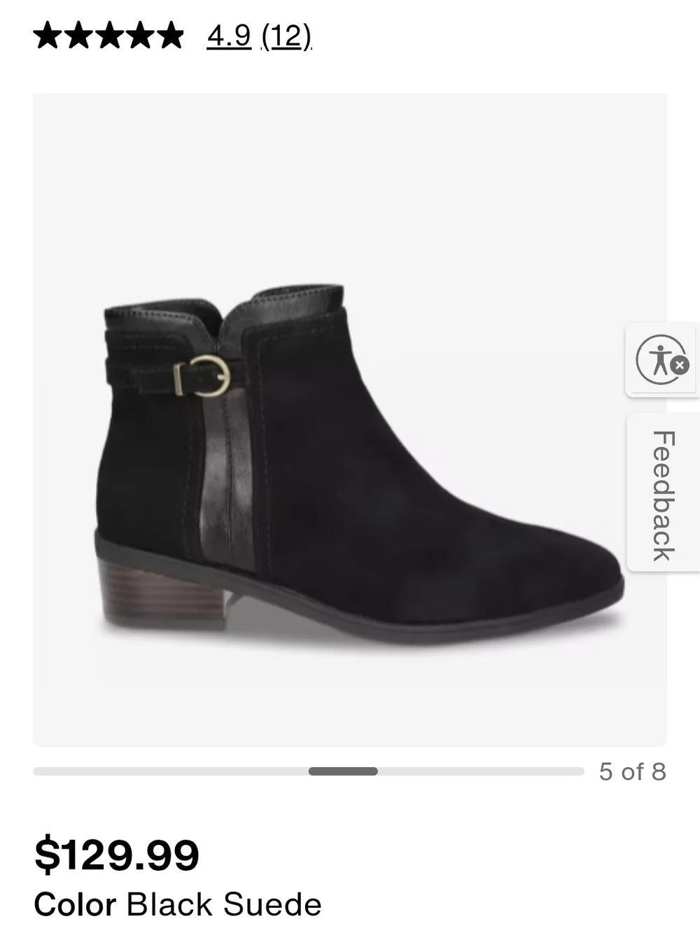 Bella Vita Beatrice Bootie Black Suede Leather Ankle Boot sz. 9.5